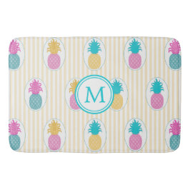 Färgrik tropisk Monogram för ananasgultrand Badrumsmatta