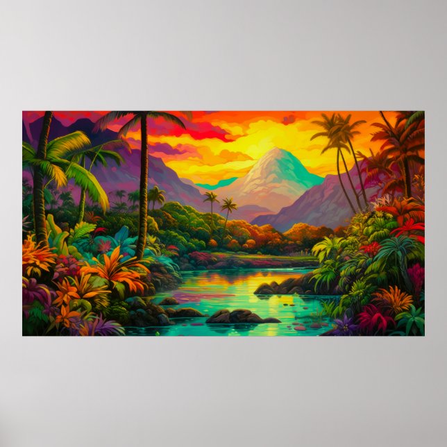 Färgrik tropisk öparadis   poster (Framsidan)