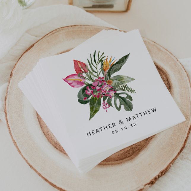 Färgrik Tropisk Pappersservett (Colorful Tropical Floral Wedding Napkins by Painted Paperie
)