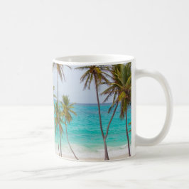 Färgrik tropisk strand kaffemugg