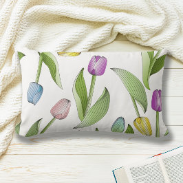 Färgrik Tulpan Blommönster Lumbarkudde