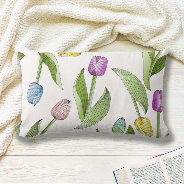 Färgrik Tulpan Blommönster Lumbarkudde (Skapare uppladdad)