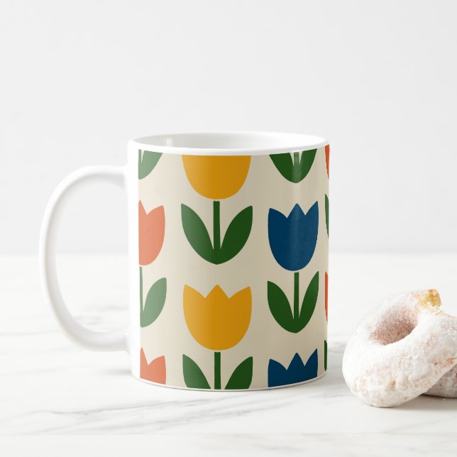 Färgrik Tulpanmönster Kaffemugg (Med munk)