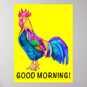 Färgrik tuppbramorgon! poster