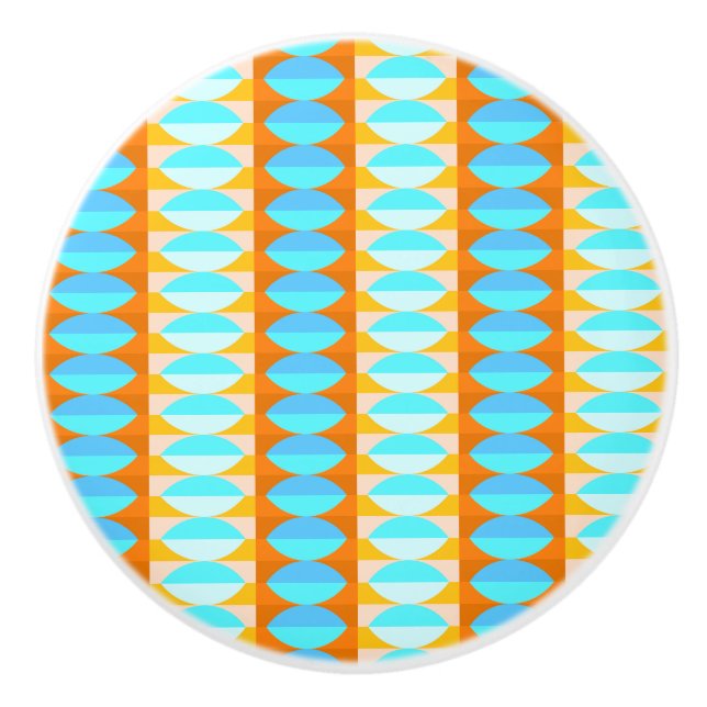 Färgrik turkos blå orange gul mönster knopp (Framsidan)