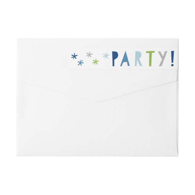 Färgrik Typ Blå Födelsedagsfest Returadress Etikettband (Baksidan)