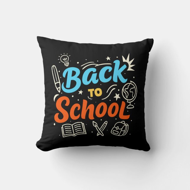 Färgrik typografi-design för tillbaka till skolan kudde (Framsida)