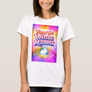 Färgrik typografi Följ den vita kaninen T Shirt