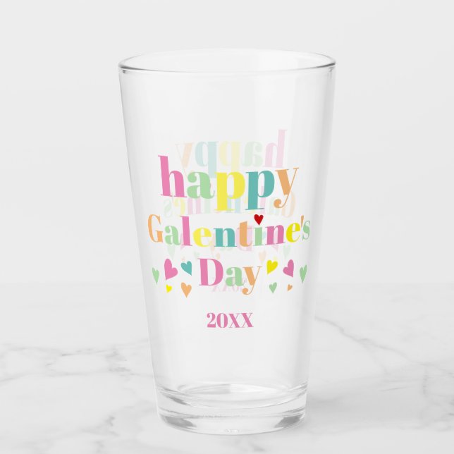 Färgrik typografi Glad Galentines dag Glaskopp (Framsida)