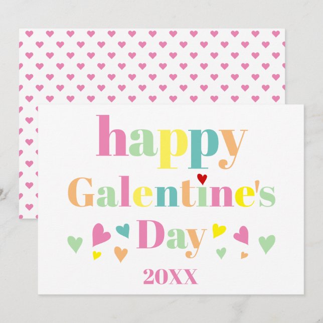 Färgrik typografi Glad Galentines dag Julkort (Fram/baksida)
