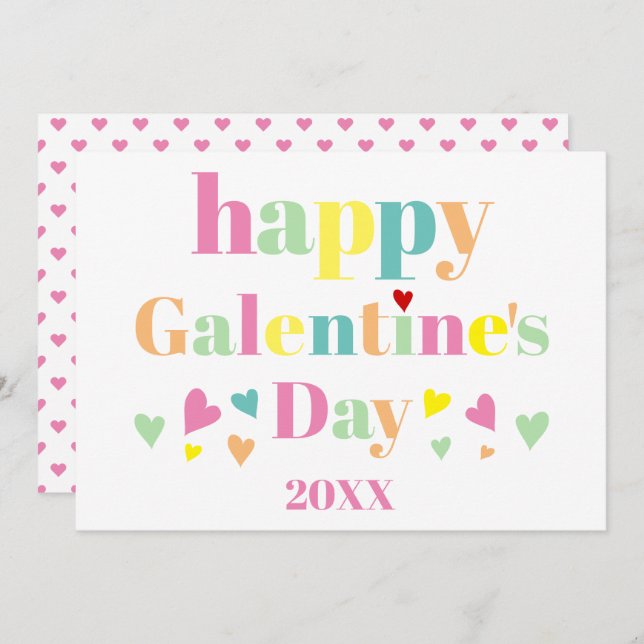 Färgrik typografi Glad Galentins dag Julkort (Fram/baksida)