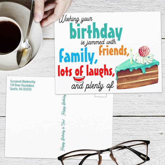Färgrik typografi Layer Cake Goda önskningar Vykort (Skapare uppladdad)