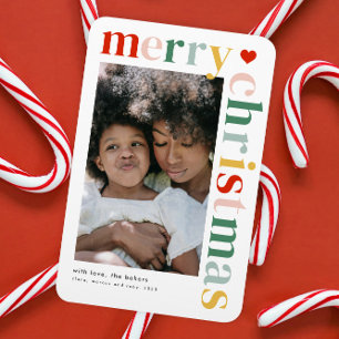 Färgrik typografi Modern God Jul Foto Magnet
