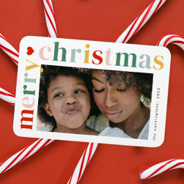 Färgrik typografi Modern God Jul Foto Magnet