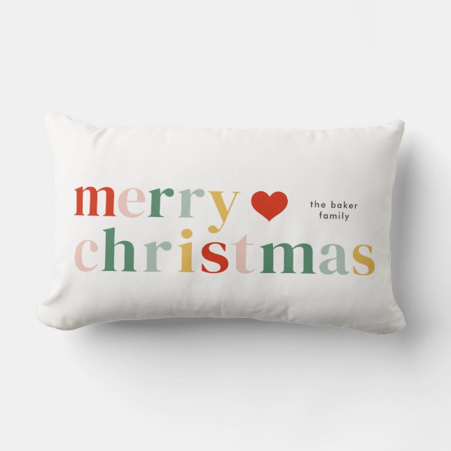 Färgrik typografi Modern God Jul Lumbarkudde (Framsida)