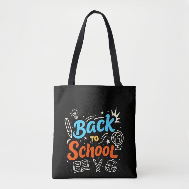 Färgrik typografidesign för tillbaka till skolan tygkasse (Framsida)