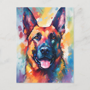 Färgrik tysk schäferhund vykort