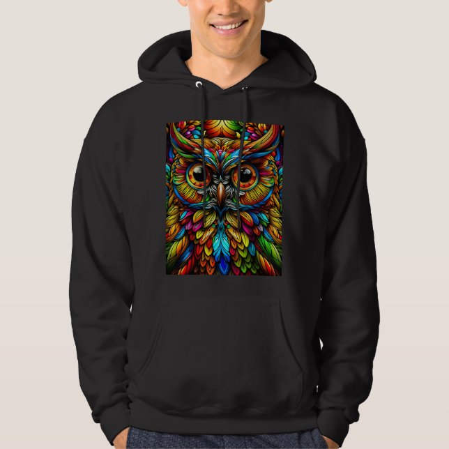 Färgrik Uggla Hoodie (Framsida)