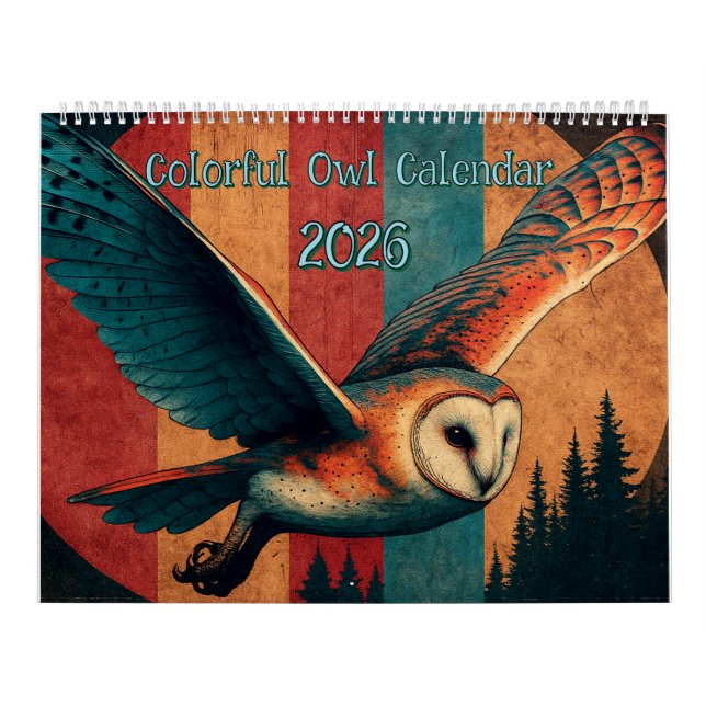 Färgrik Ugglekalender 2026 Kalender (Omslag)