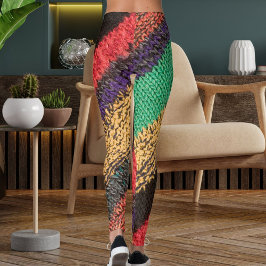 Färgrik Ullstickad Tröja Mönster Grafiska Ränder Leggings