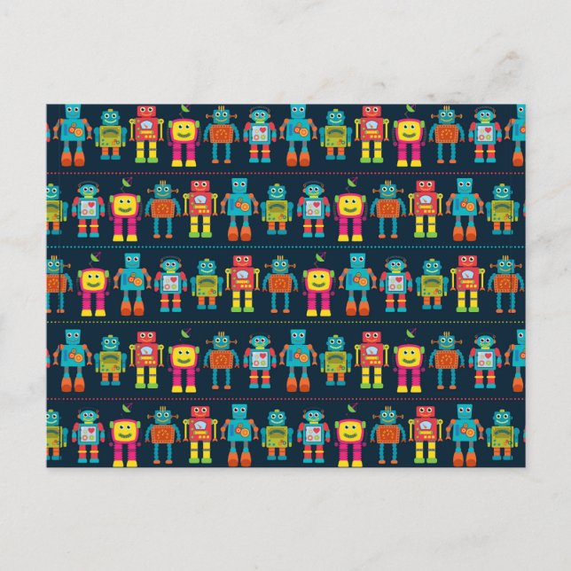 Färgrik ungerobot vykort (Framsida)