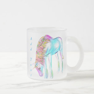 färgrik unicornmugg frostad glasmugg
