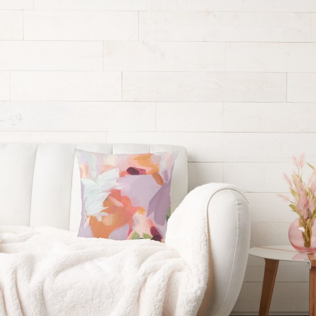 Färgrik unik abstrakt målning original konst kudde (Soffa)