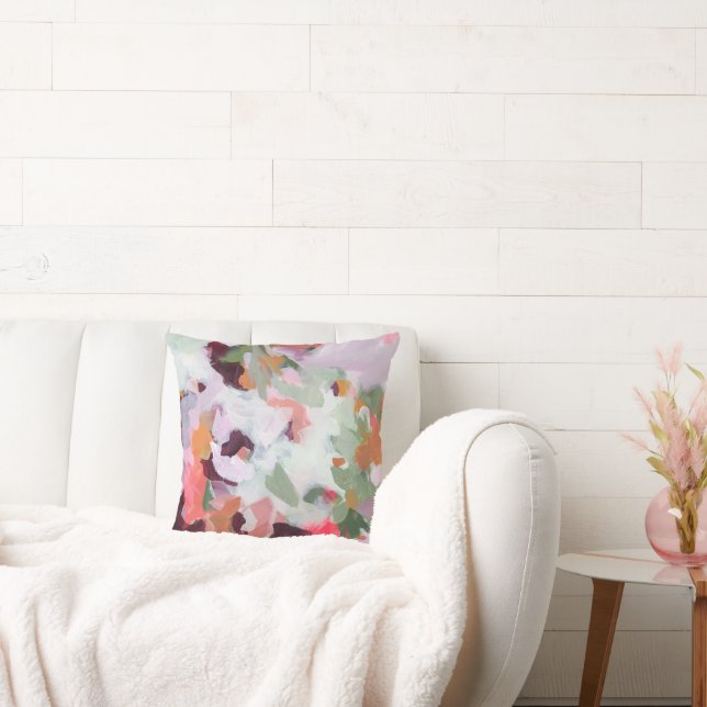 Färgrik unik abstrakt målning original konst kudde (Soffa)