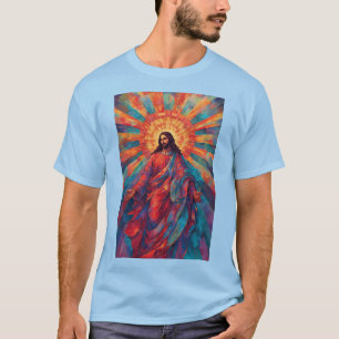 Färgrik Uppstånden Jesus Kristi Herrtröja för män T Shirt