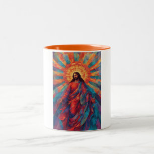 Färgrik Uppstånden Jesus Kristus Kristet Kaffemugg