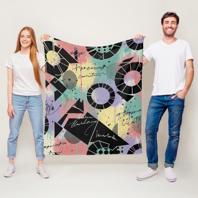 Färgrik urban graffiti-mönster (10) fleecefilt (På plats)