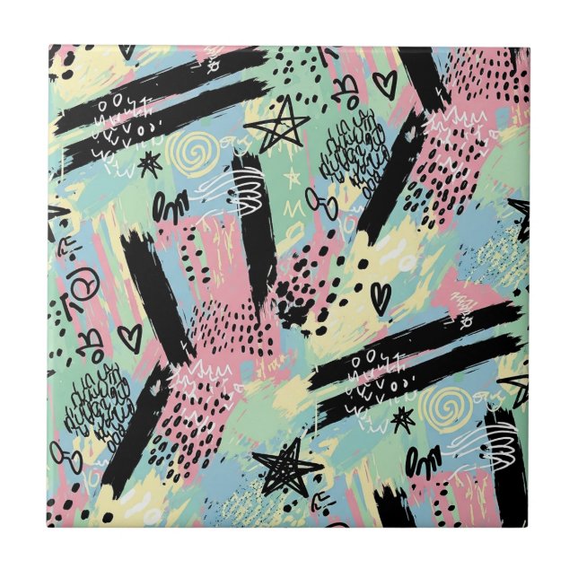 Färgrik urban graffiti-mönster (12) kakelplatta (Framsidan)