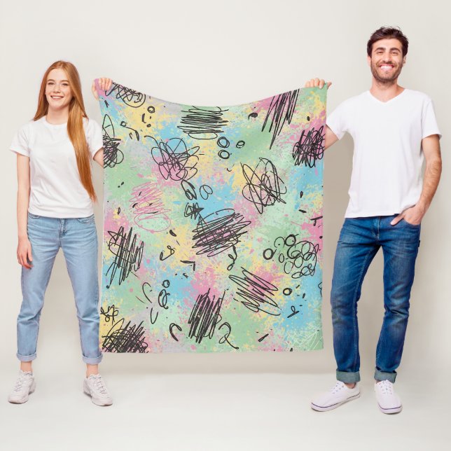 Färgrik urban graffiti-mönster (4) fleecefilt (På plats)