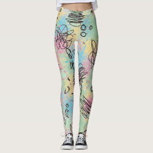Färgrik urban graffiti-mönster (4) leggings