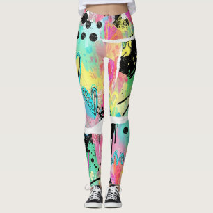 Färgrik urban graffiti-mönster (7) leggings