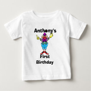 Färgrik utslagsplats för clownpersonligbaby tee shirt