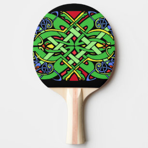Färgrik utsmyckad irländsk Celtic fnurra Pingisracket