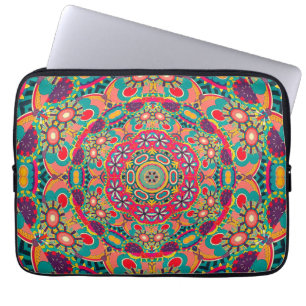 Färgrik utsmyckad Kalejdoskop Mandala-mönster Laptop Fodral