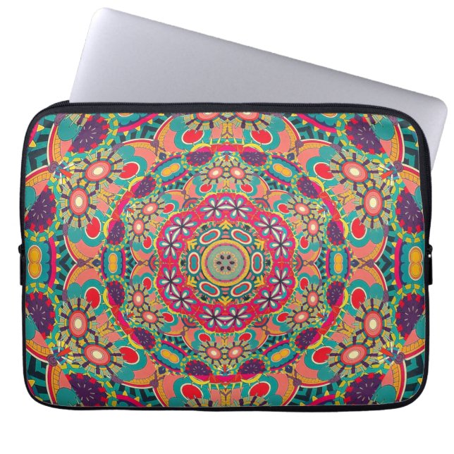 Färgrik utsmyckad Kalejdoskop Mandala-mönster Laptop Fodral (Framsidan)