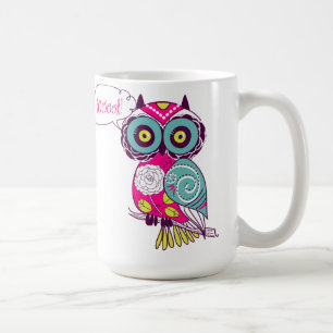 Färgrik utsmyckad Retro blom- shock rosaugglamugg Kaffemugg