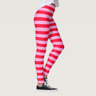 Färgrik valentin för rosa och rött randigt mön leggings