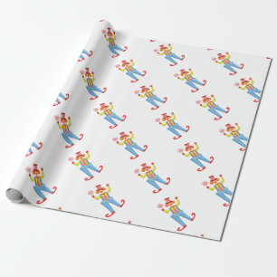 Färgrik vänlig clown med Lollypop i klassikernol Presentpapper
