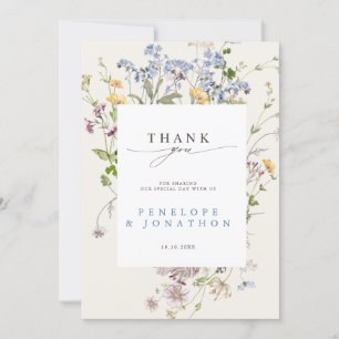 Färgrik vår äng blommig trädgård bröllop tack kort