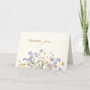Färgrik vår äng blommor guldbröllop tack kort