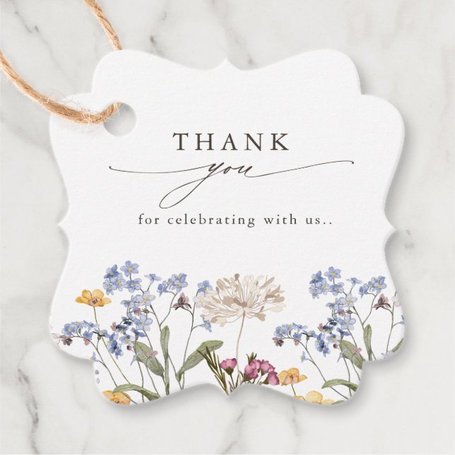 Färgrik vår äng blommor trädgård bröllop gåvor etiketter (Framsida)