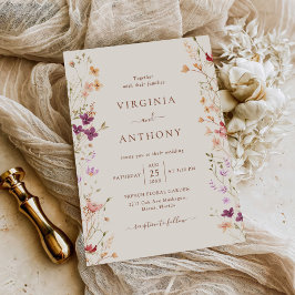 Färgrik vår äng blommor trädgård bröllop  inbjudningar