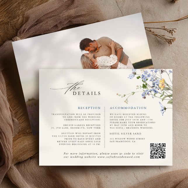 Färgrik vår äng blommor trädgård bröllop  tilläggskort (Colorful Spring Wildflower Meadow Garden Wedding details Enclosure Card)