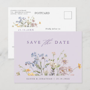Färgrik vår äng med vilda blommor Spara datum Vykort
