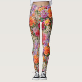Färgrik vår blommor leggings