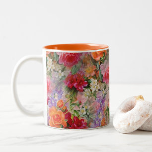 Färgrik vår blommor Två-Tonad mugg